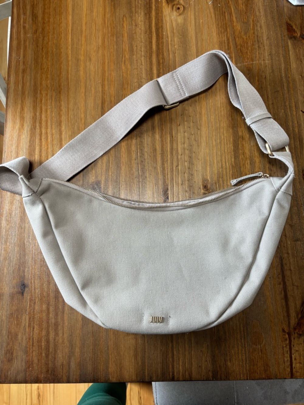 Light Beige Crescent Crossbody Bag